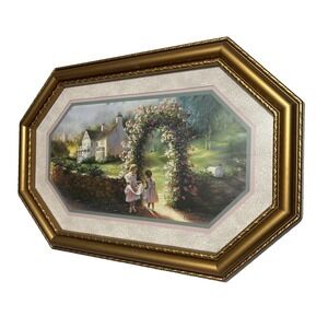 Home Interiors Eleanor Olen Picture RARE Framed Octagon Vtg Art